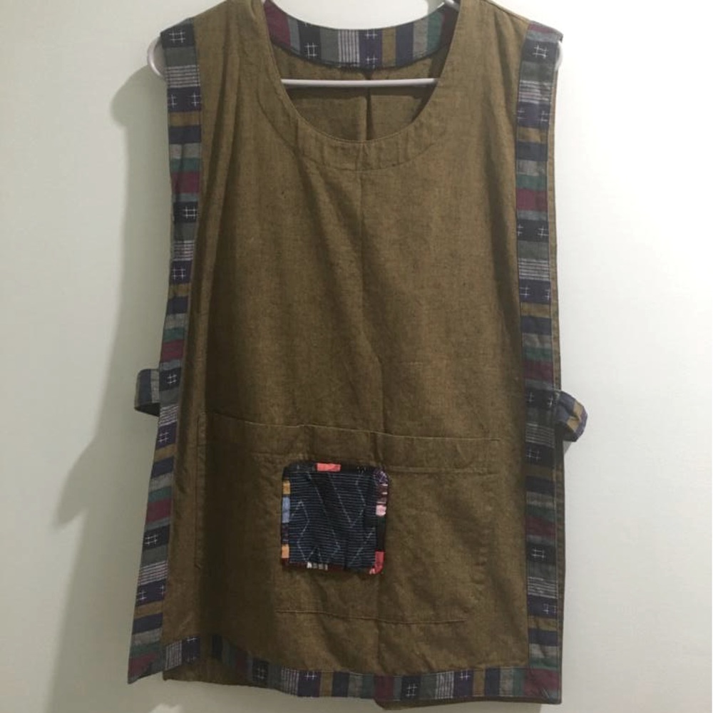 Olive ethnic tunic apron top
